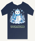 Snowman in Blue Scarf Personalised Kids Tee and Baby Bodysuit