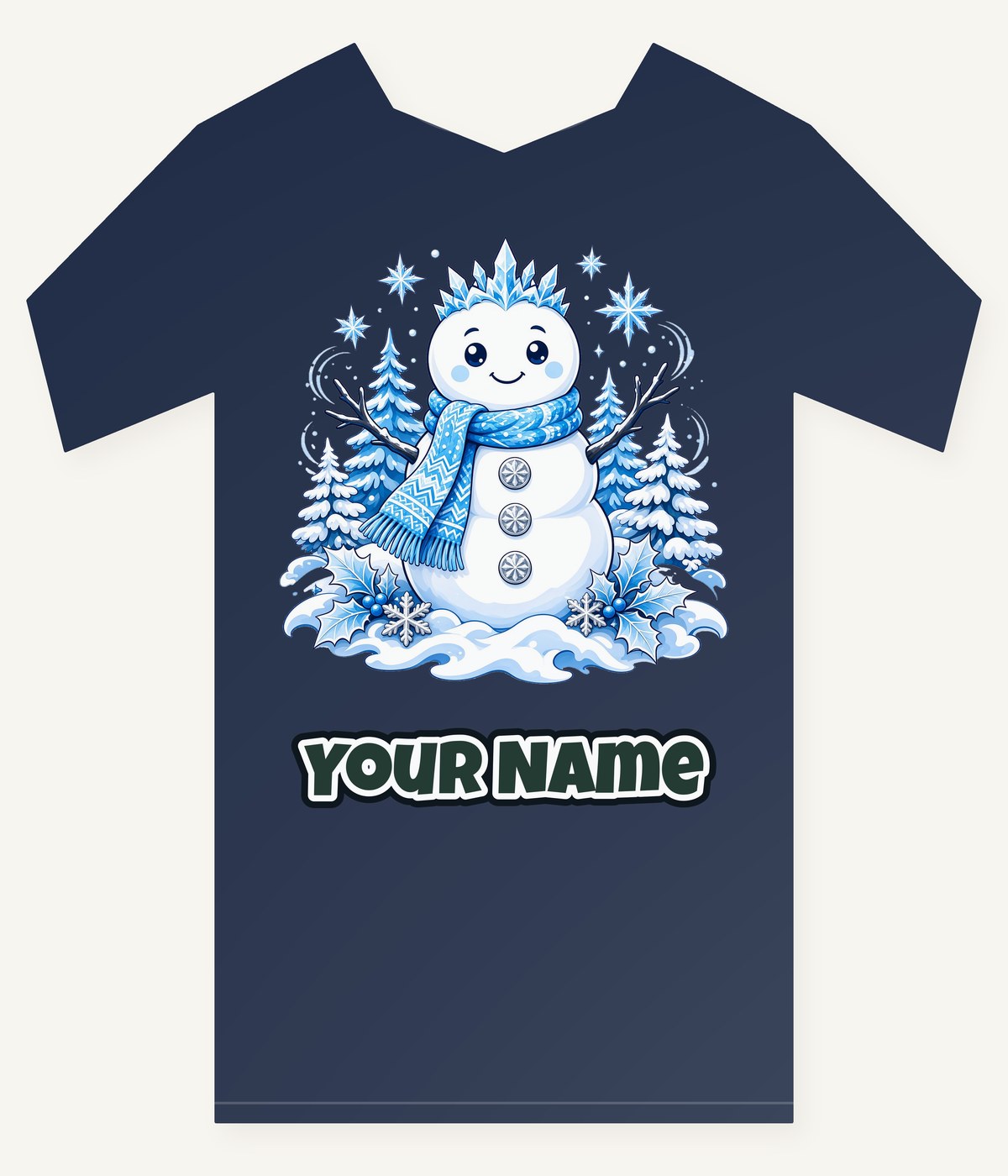 Snowman in Blue Scarf Personalised Kids Tee and Baby Bodysuit