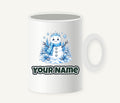 Snowman in Blue Scarf Personalised Christmas Mug