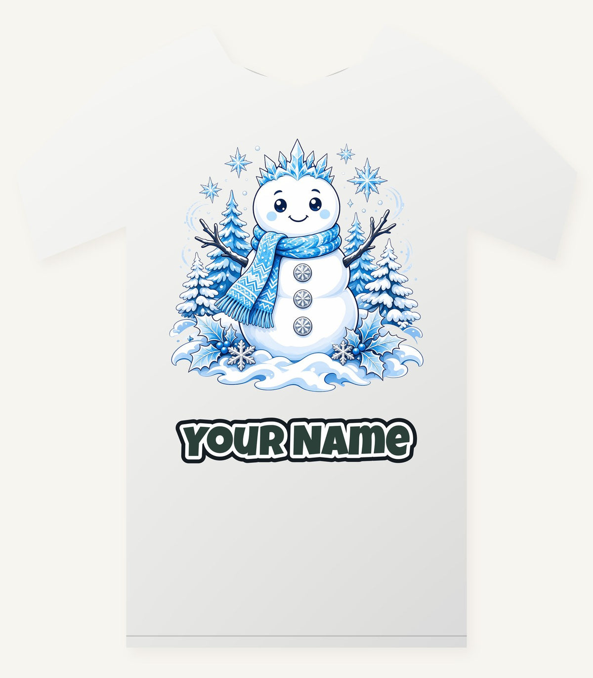 Snowman in Blue Scarf Personalised Christmas T-Shirt and Hoodie