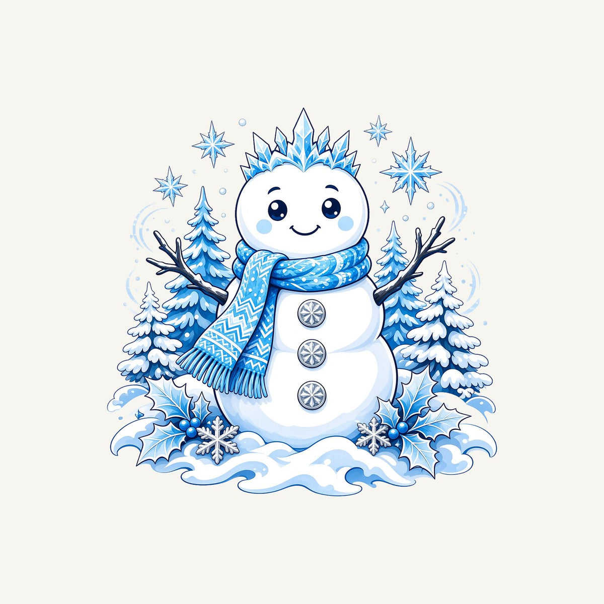 Snowman in Blue Scarf Personalised Christmas T-Shirt and Hoodie