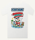 Snowman Surfing Christmas Personalised Christmas T-Shirt and Hoodie
