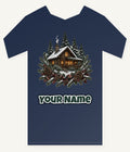 Snowy Cabin in the Pines Personalised Kids Tee and Baby Bodysuit