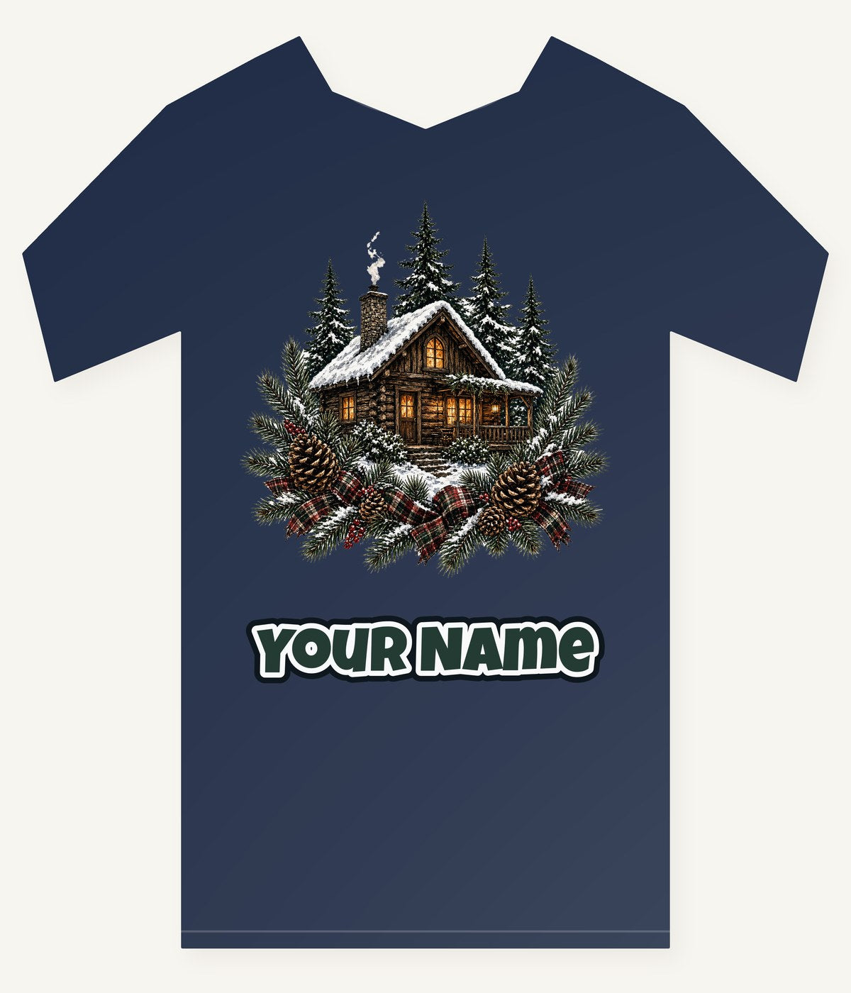 Snowy Cabin in the Pines Personalised Kids Tee and Baby Bodysuit