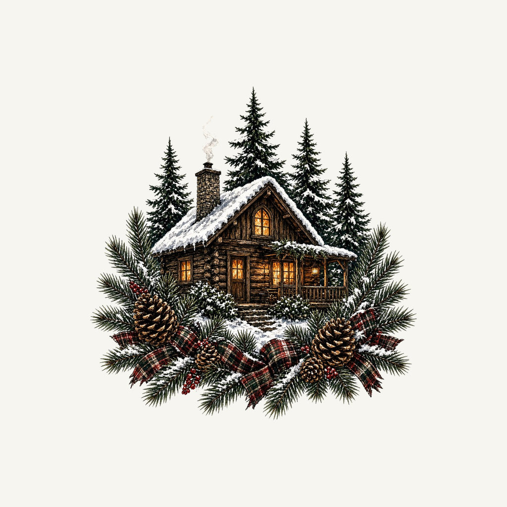 Snowy Cabin in the Pines Personalised Kids Tee and Baby Bodysuit