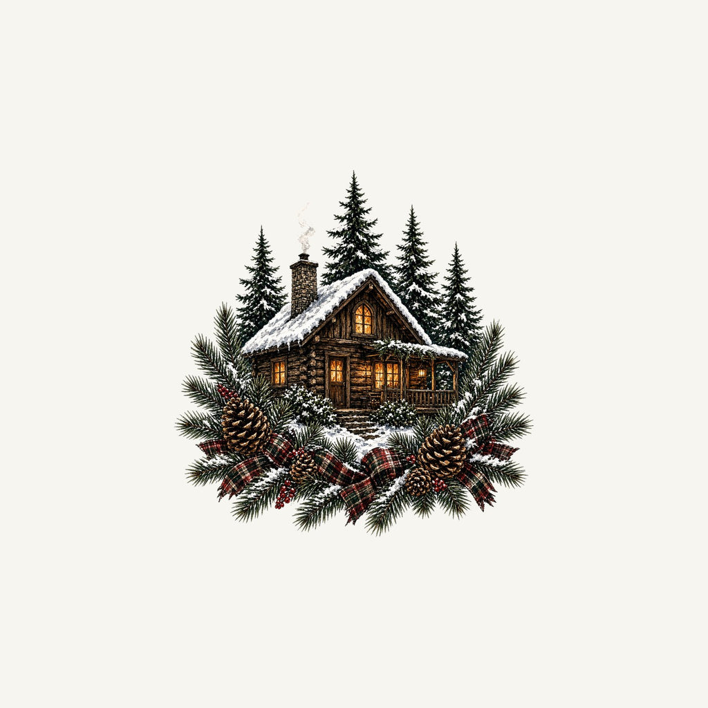 Snowy Cabin in the Pines Personalised Christmas Mug