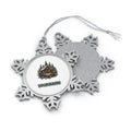 Snowy Cabin in the Pines Personalised Pewter Christmas Ornament