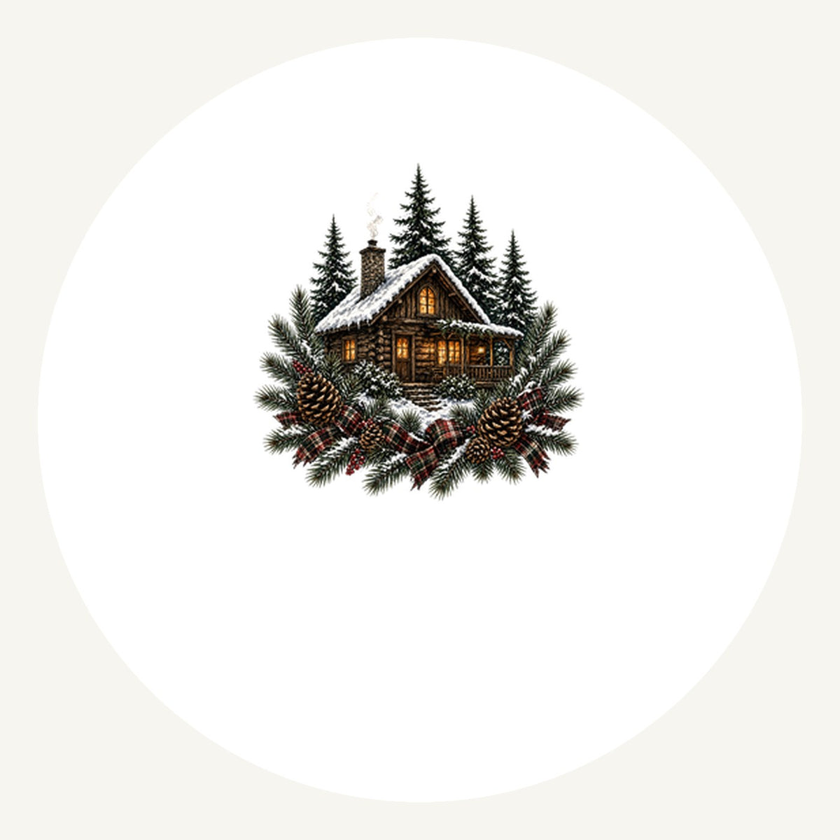 Snowy Cabin in the Pines Personalised Pewter Christmas Ornament