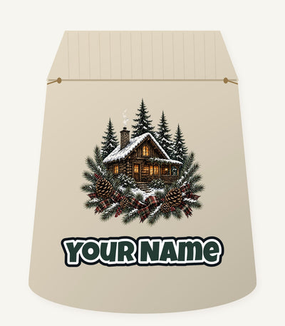 Snowy Cabin in the Pines Personalised Santa Sack