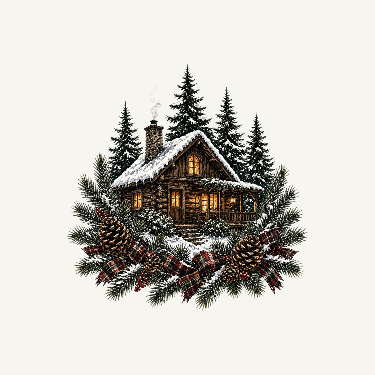 Snowy Cabin in the Pines Personalised Santa Sack
