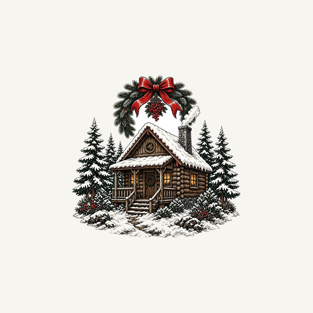 Snowy Log Cabin Personalised Christmas Mug