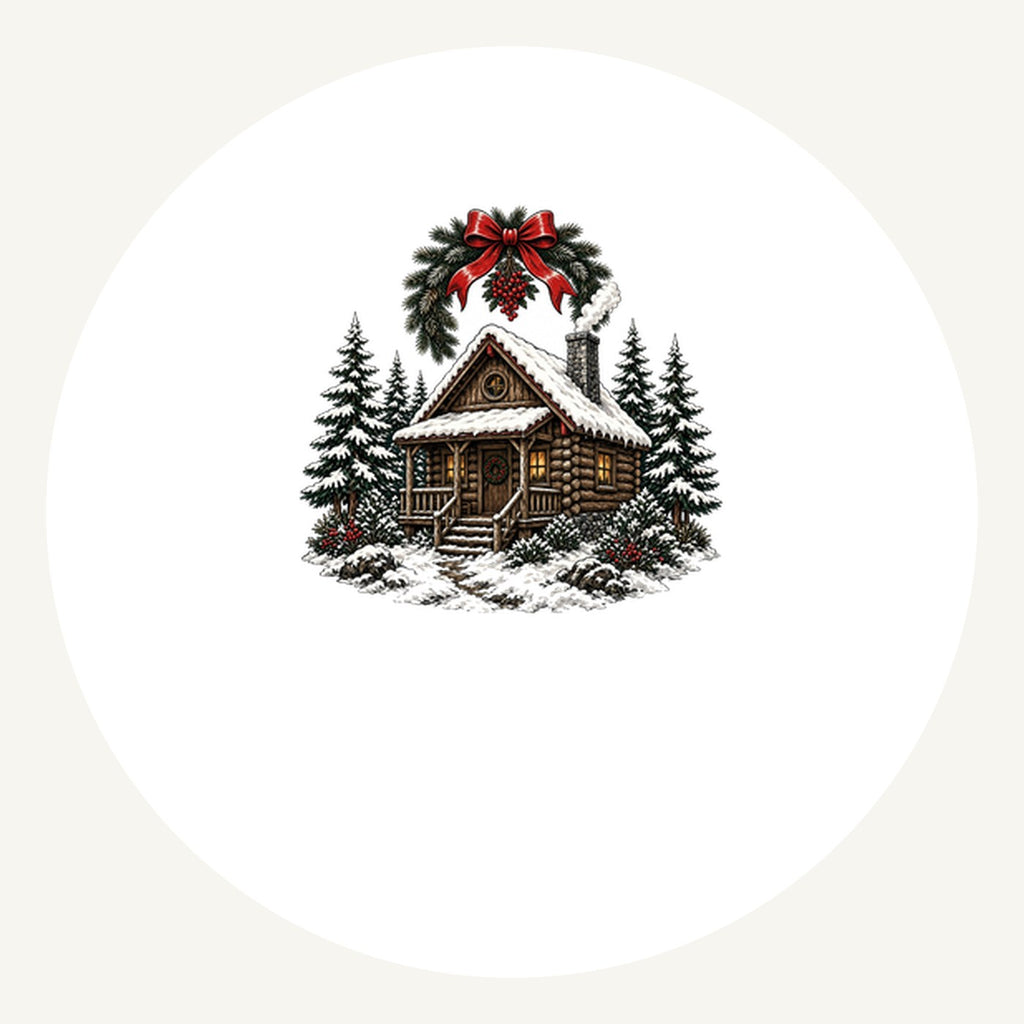 Snowy Log Cabin Personalised Pewter Christmas Ornament
