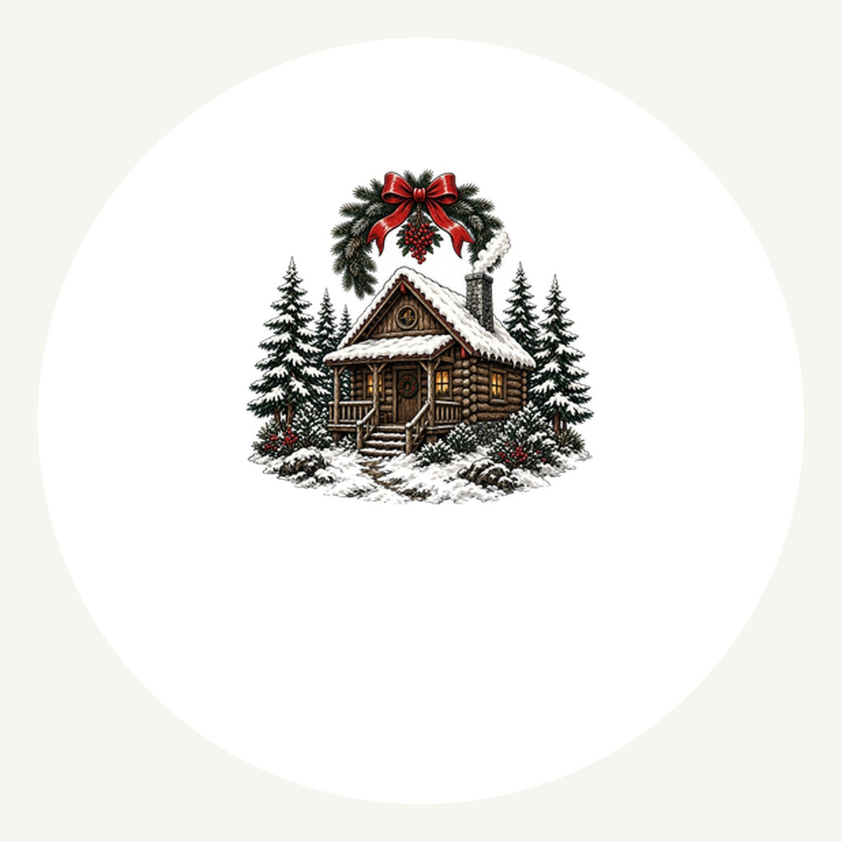 Snowy Log Cabin Personalised Pewter Christmas Ornament