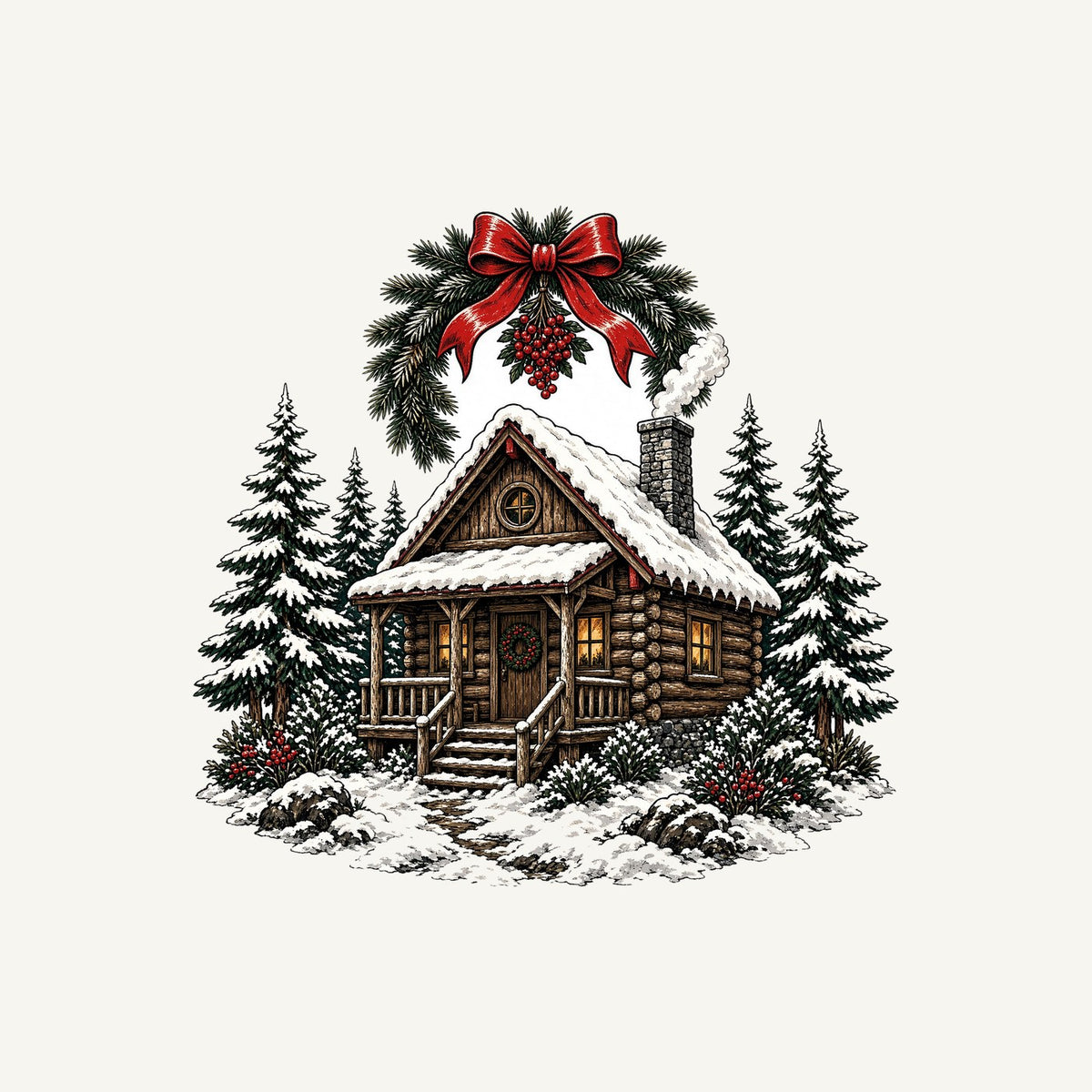 Snowy Log Cabin Personalised Christmas T-Shirt and Hoodie
