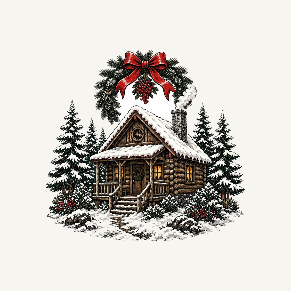 Snowy Log Cabin Personalised Santa Sack