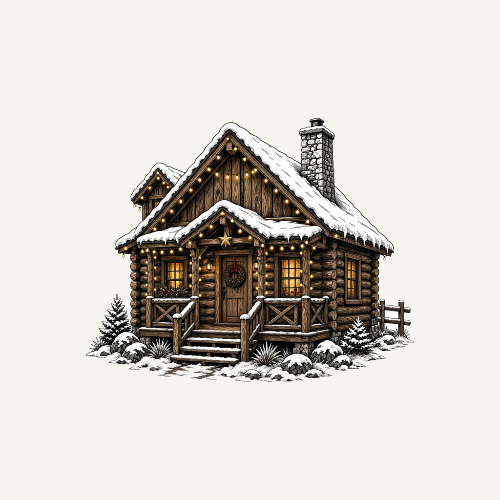 Snowy Log Cabin Personalised Kids Tee and Baby Bodysuit
