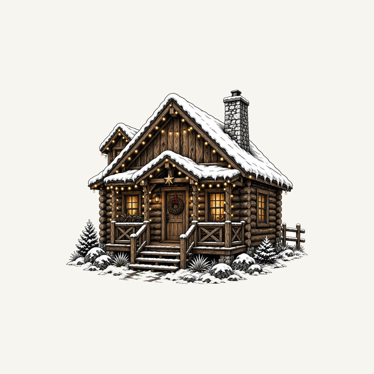 Snowy Log Cabin Personalised Christmas T-Shirt and Hoodie
