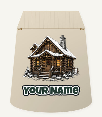 Snowy Log Cabin Personalised Santa Sack