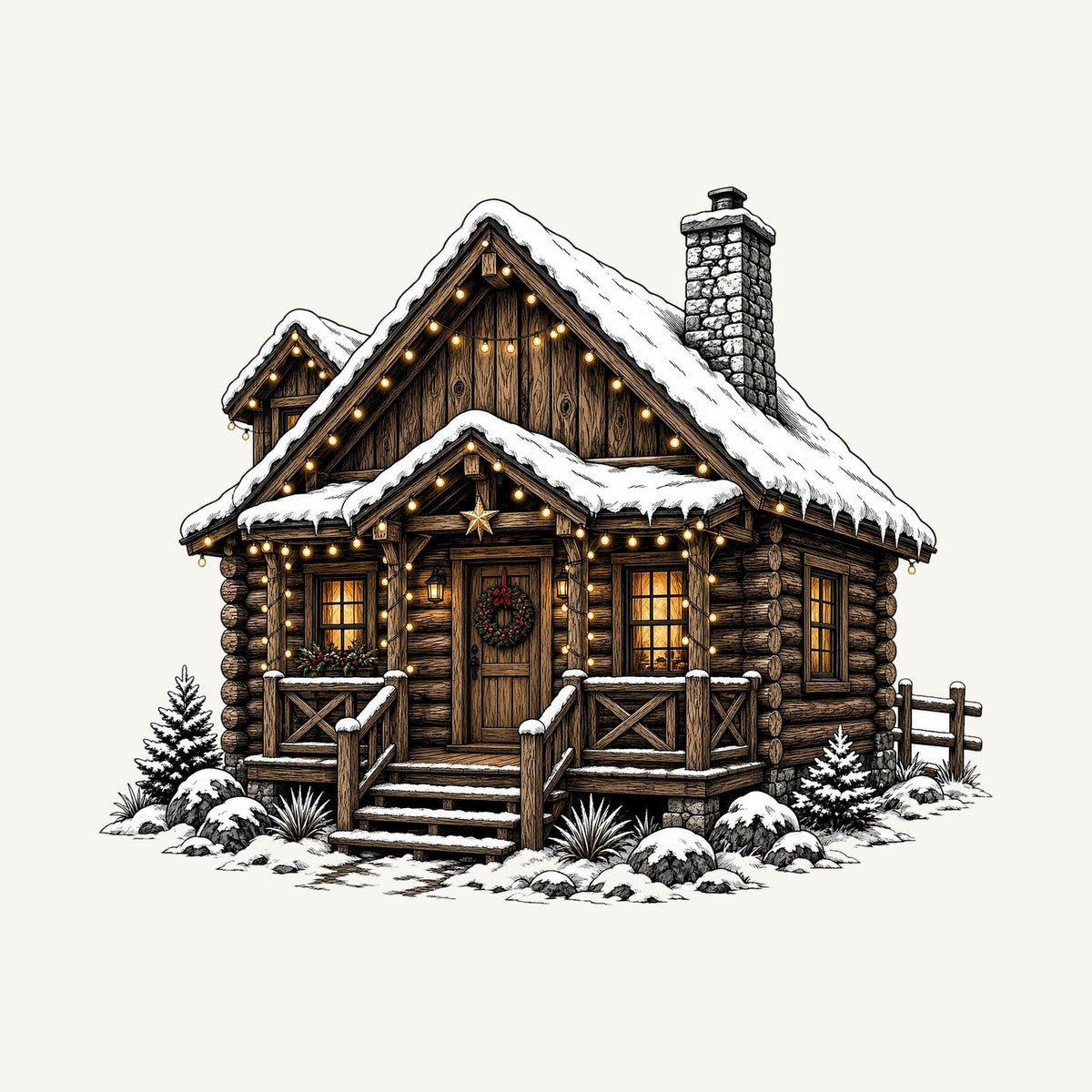 Snowy Log Cabin Personalised Santa Sack