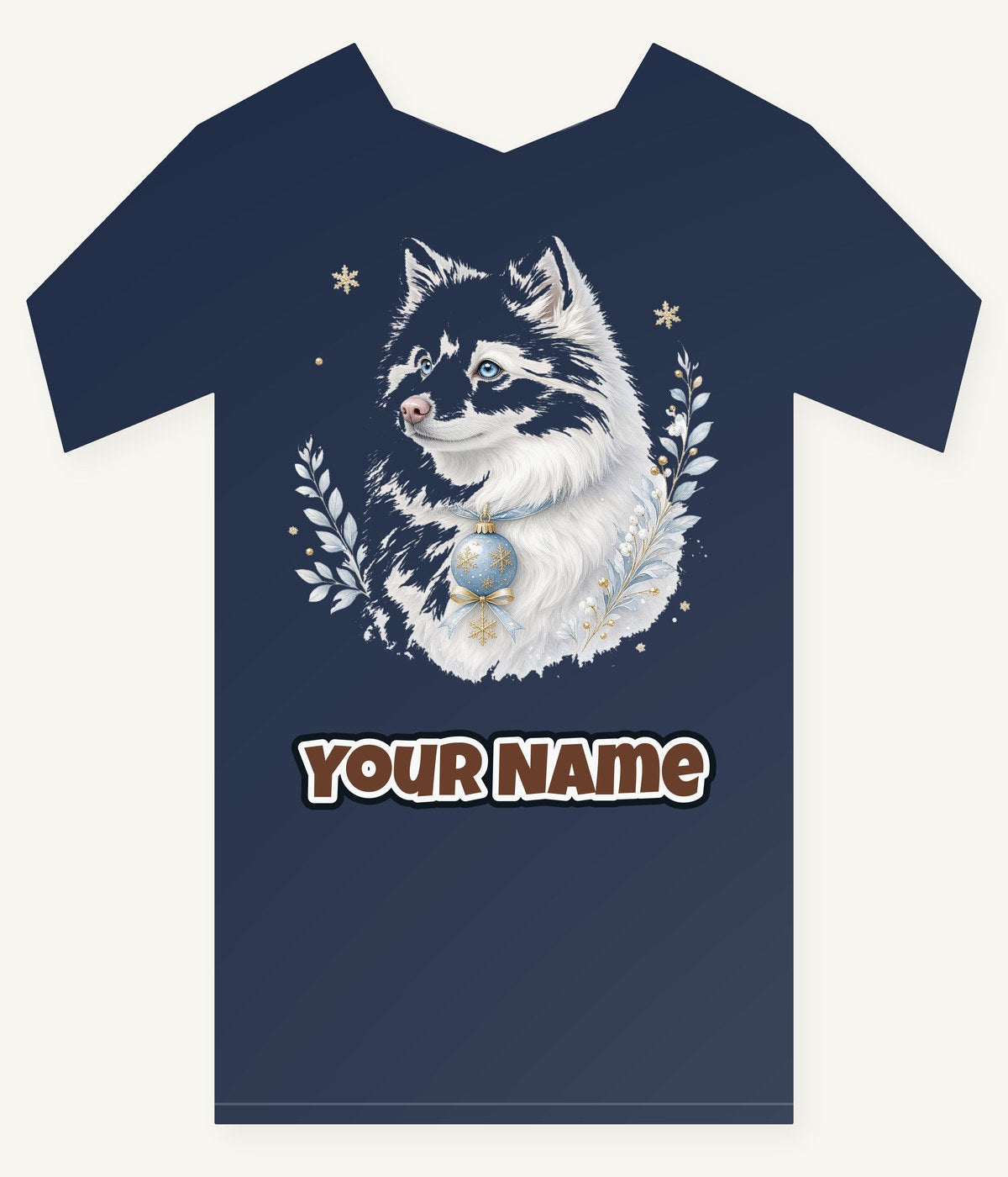 Snowy White Dog Bauble Personalised Kids and Baby Christmas Tee