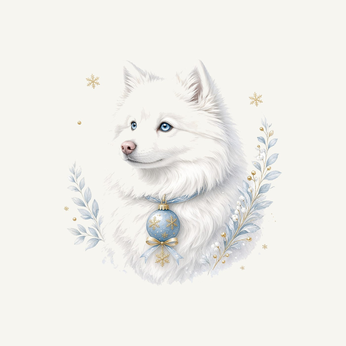 Snowy White Dog Bauble Personalised Kids and Baby Christmas Tee