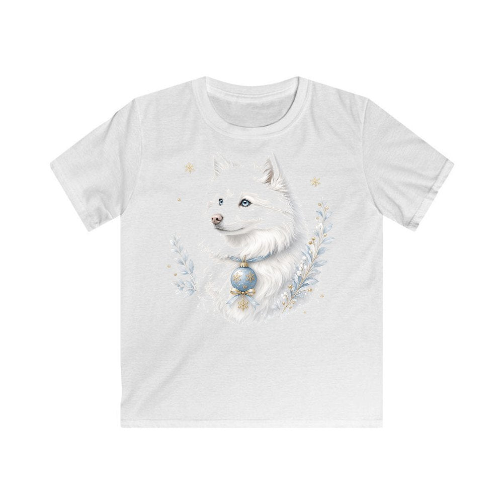 Snowy White Dog Bauble personalised kids Christmas tee in white