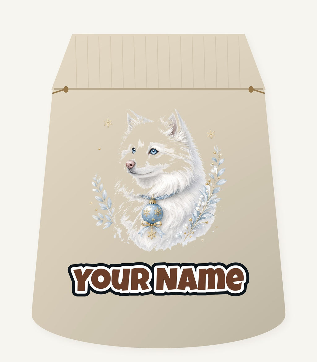 Snowy White Dog Bauble Personalised Santa Sack