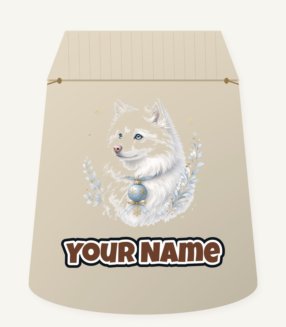 Snowy White Dog Bauble Personalised Santa Sack