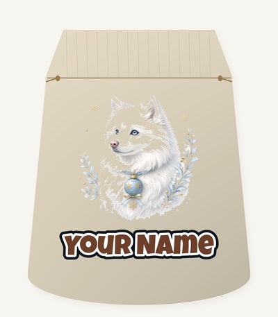 Snowy White Dog Bauble Personalised Santa Sack