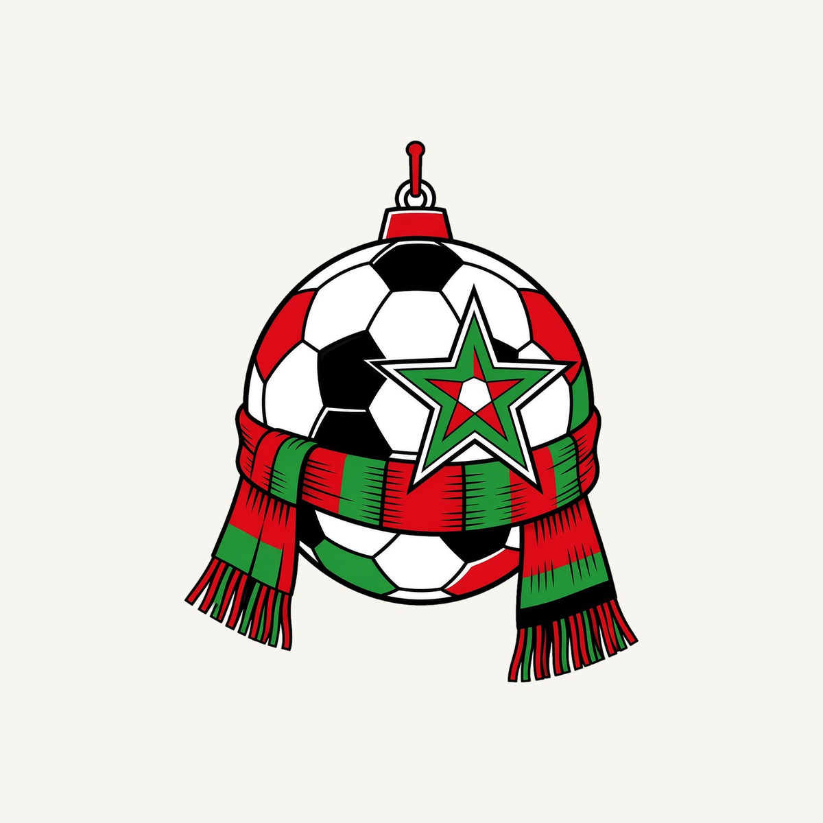 Soccer Ball And Scarf Bauble Christmas artwork, the design printed on the personalised kids tee
