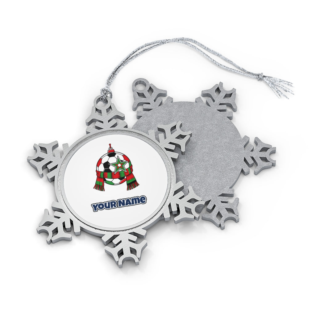 Soccer Ball And Scarf Bauble Personalised Pewter Christmas Ornament