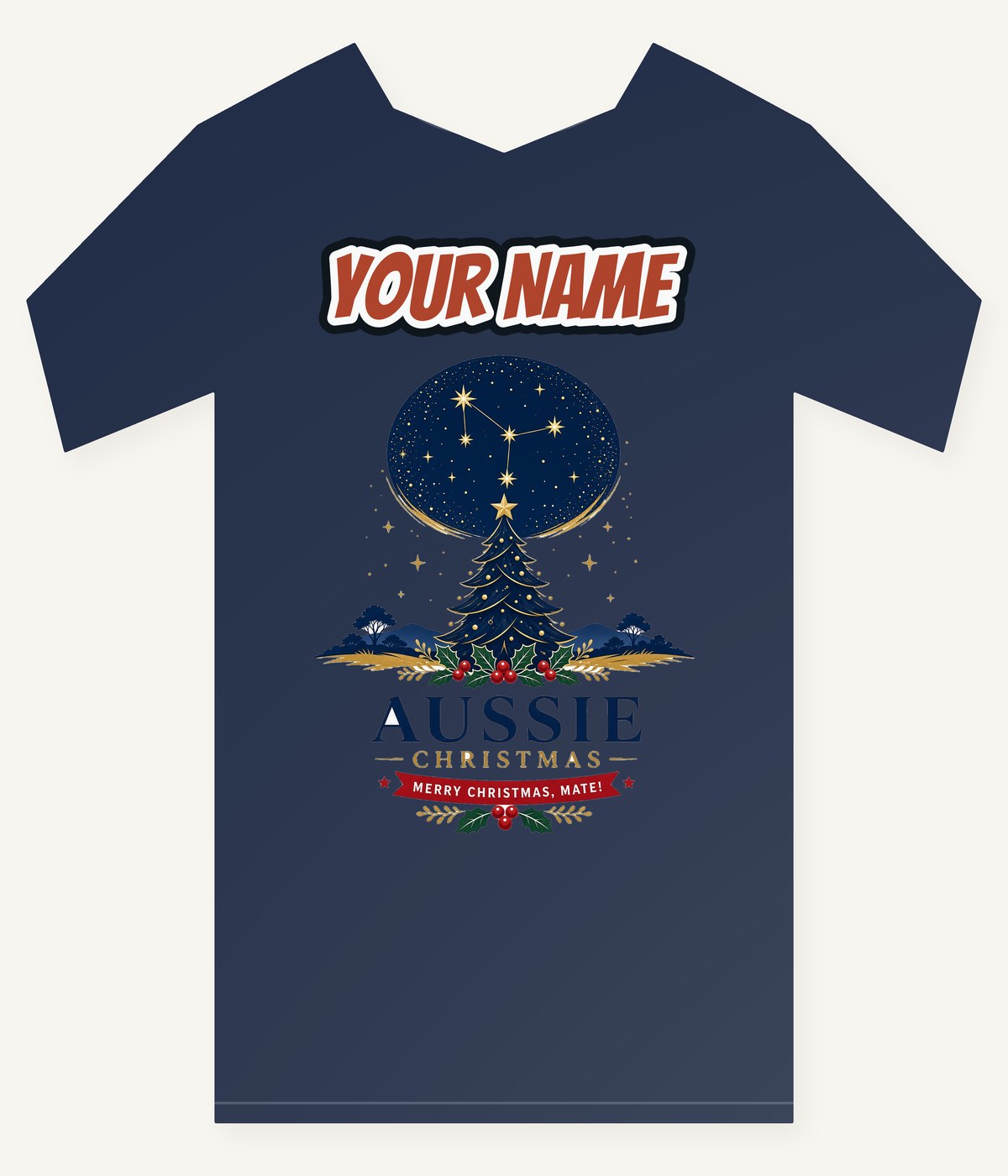 Southern Cross Christmas Tree Personalised Kids and Baby Christmas Tee