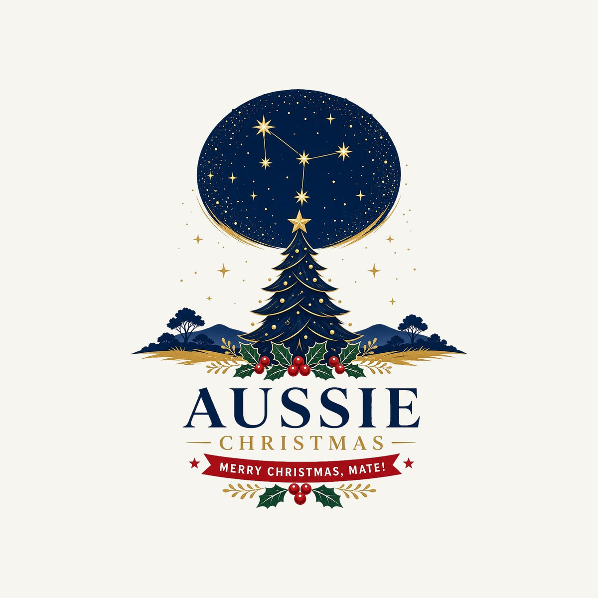 Southern Cross Christmas Tree Personalised Kids and Baby Christmas Tee