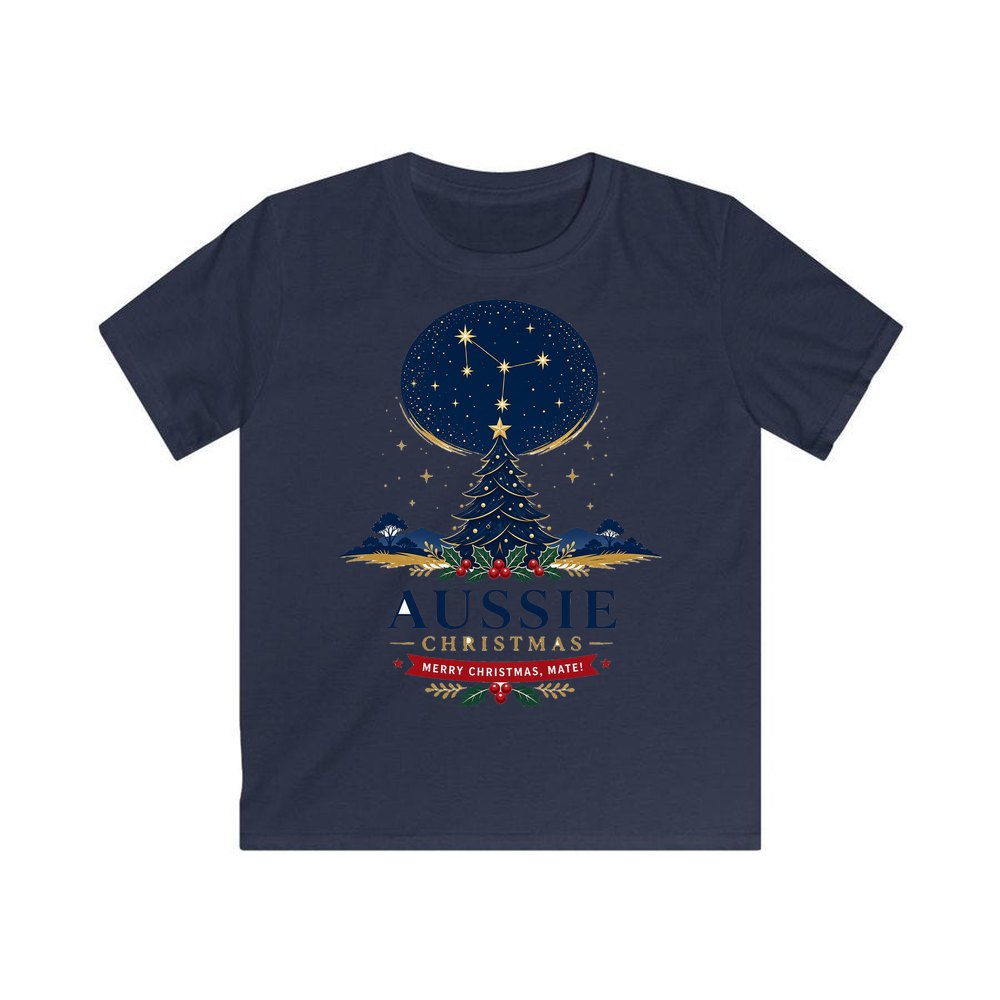 Southern Cross Christmas Tree personalised kids Christmas tee in navy