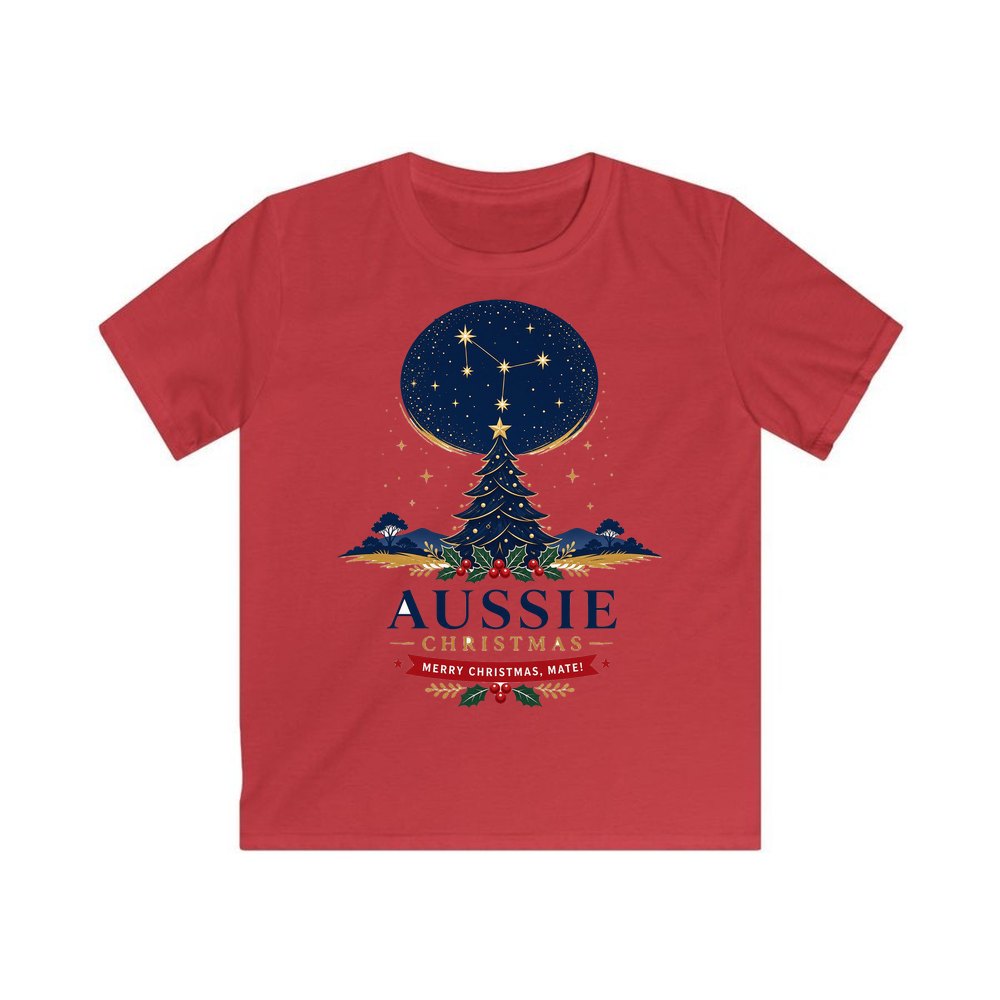Southern Cross Christmas Tree personalised kids Christmas tee in red