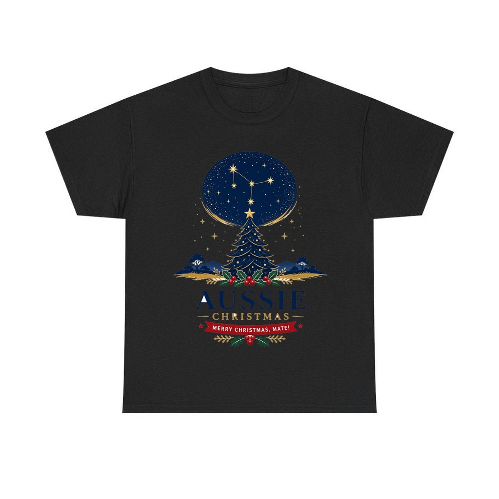 Southern Cross Christmas Tree personalised Christmas T-shirt in black