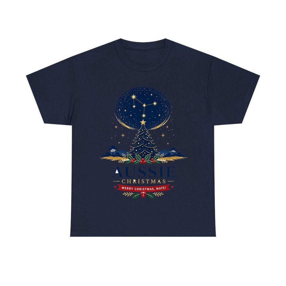 Southern Cross Christmas Tree personalised Christmas T-shirt in navy