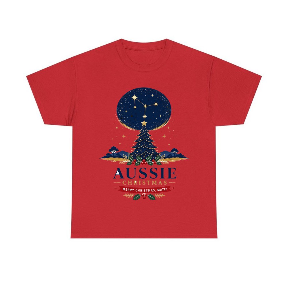 Southern Cross Christmas Tree personalised Christmas T-shirt in red
