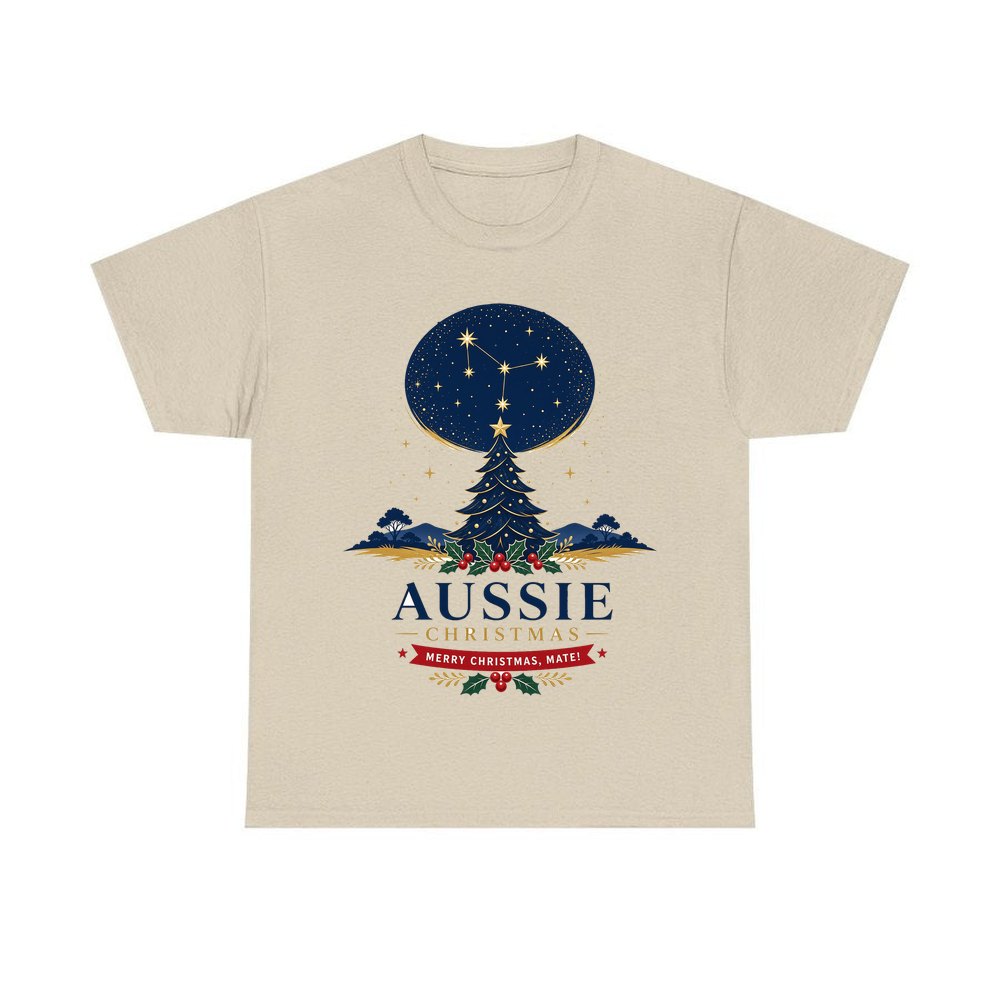 Southern Cross Christmas Tree personalised Christmas T-shirt in sand