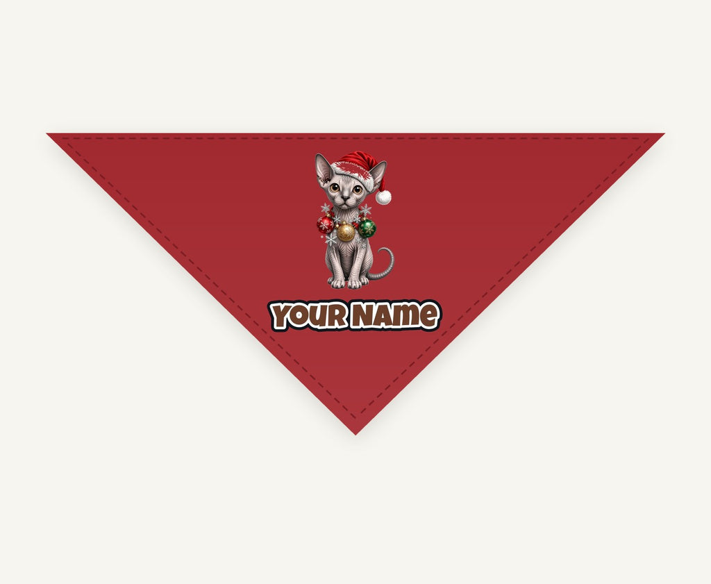 Sphynx personalised Christmas pet bandana, tie-on style