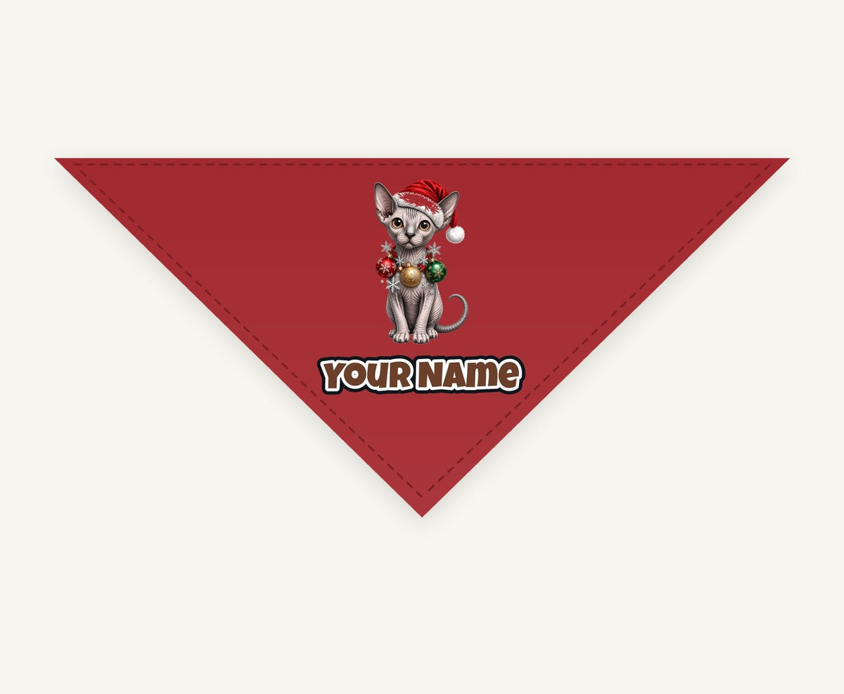 Sphynx personalised Christmas pet bandana, tie-on style