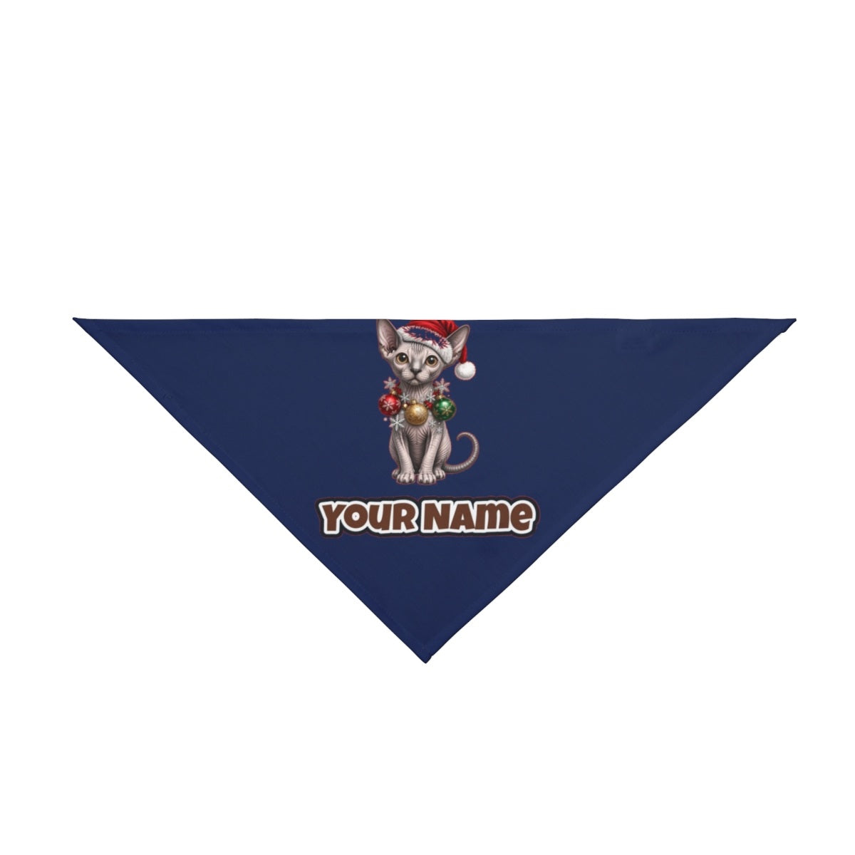 Sphynx personalised Christmas pet bandana in navy, tie-on style