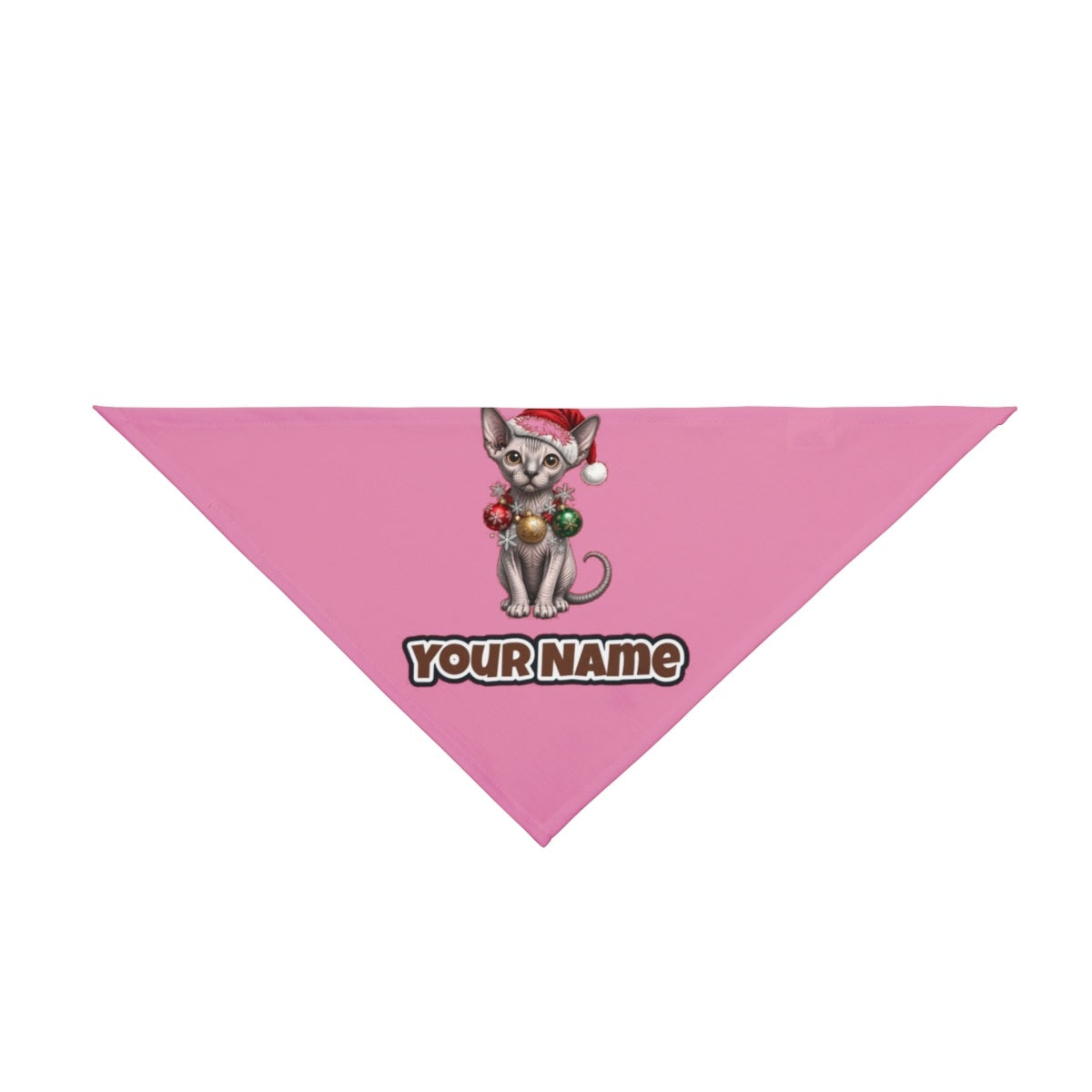 Sphynx personalised Christmas pet bandana in pink, tie-on style