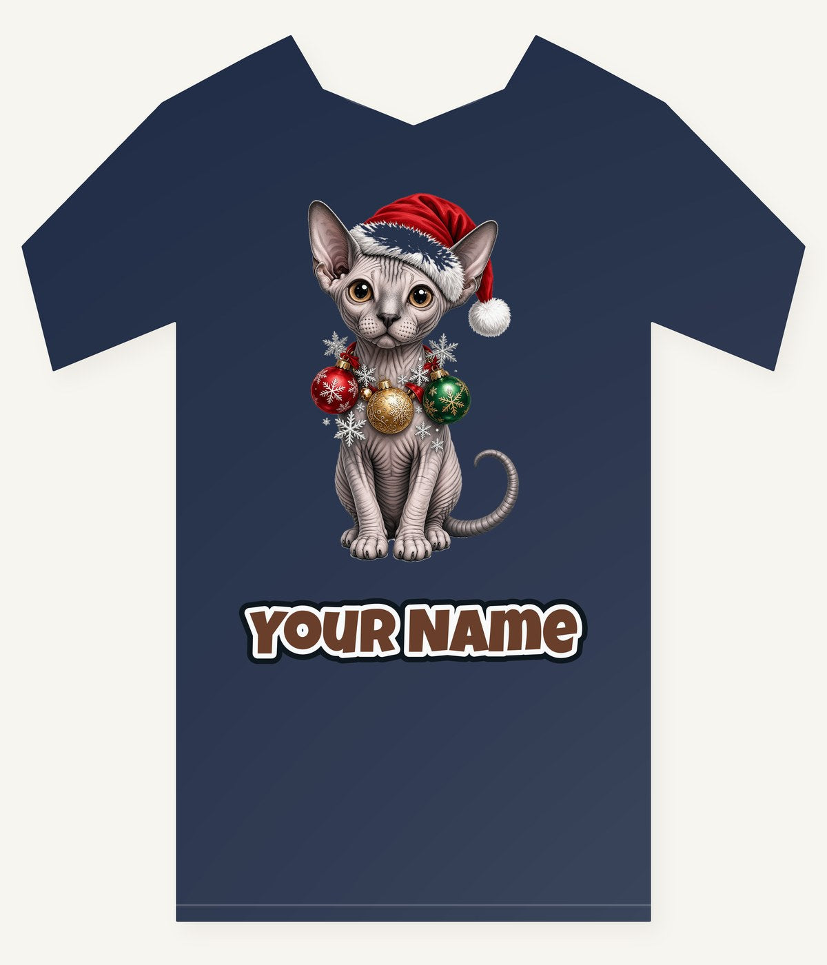 Sphynx Christmas Personalised Kids Tee and Baby Bodysuit