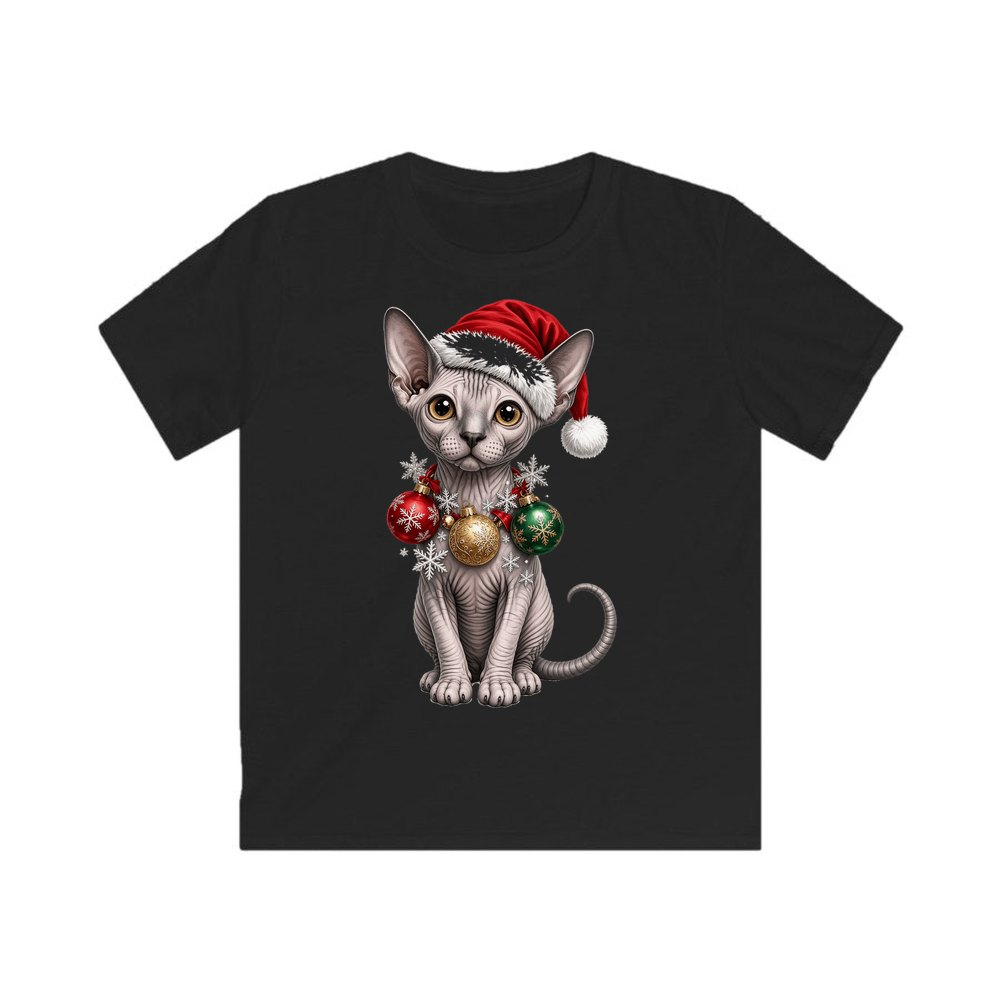 Sphynx personalised kids Christmas tee in black