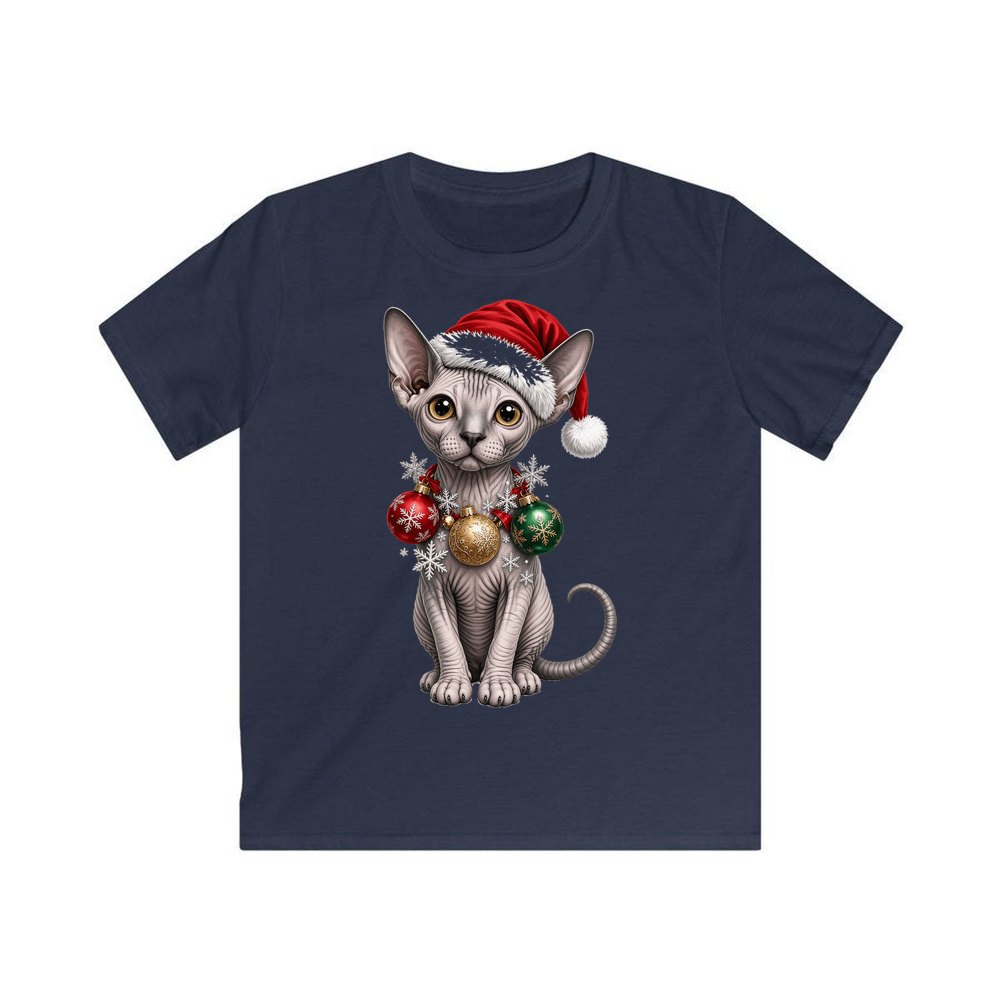 Sphynx personalised kids Christmas tee in navy