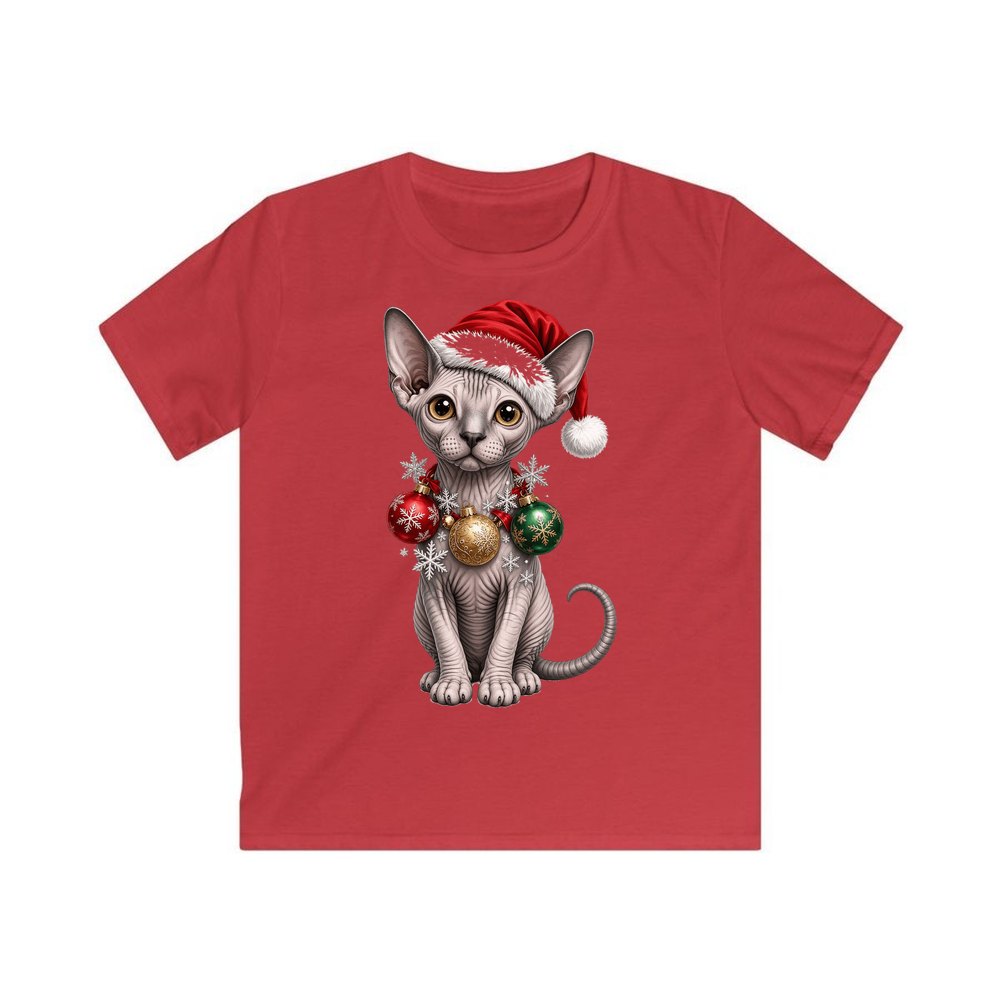 Sphynx personalised kids Christmas tee in red
