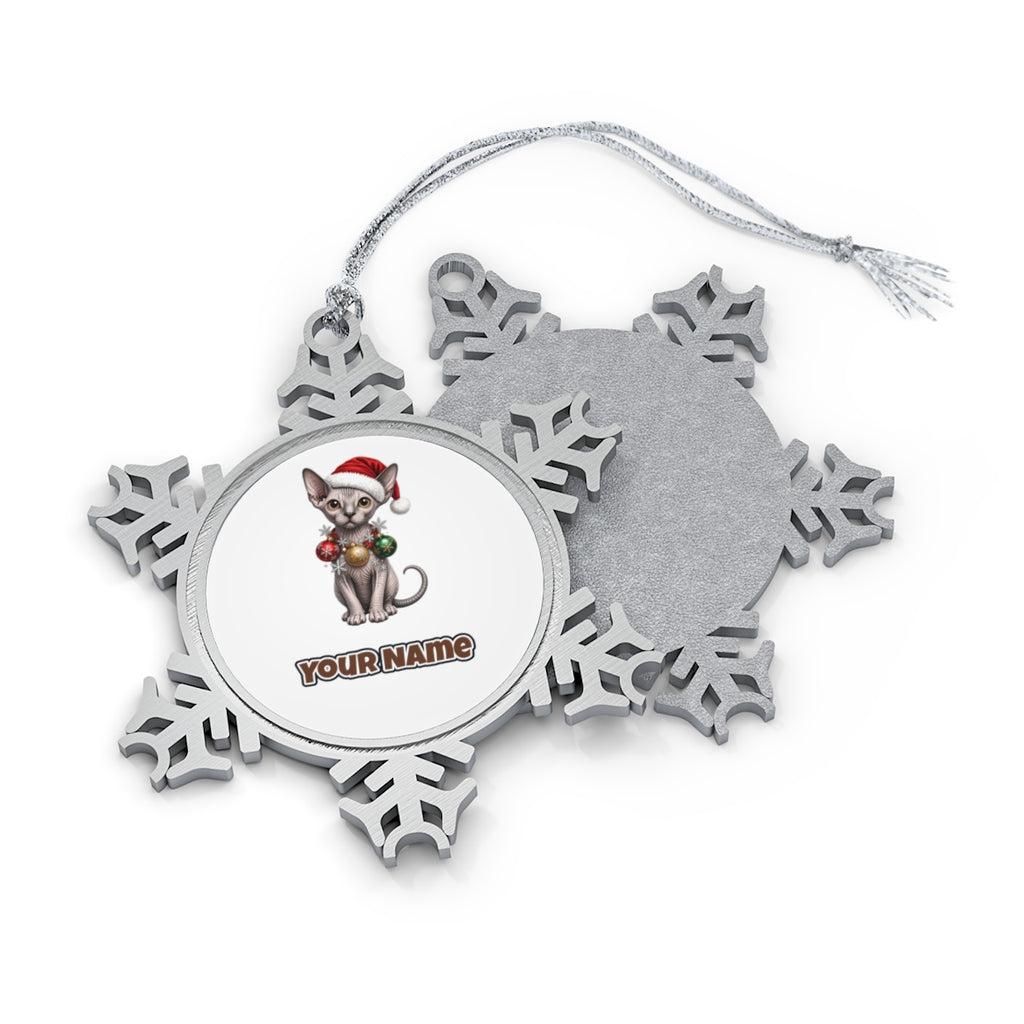 Sphynx Personalised Pewter Christmas Ornament