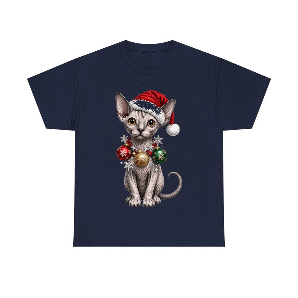 Sphynx personalised Christmas T-shirt in navy