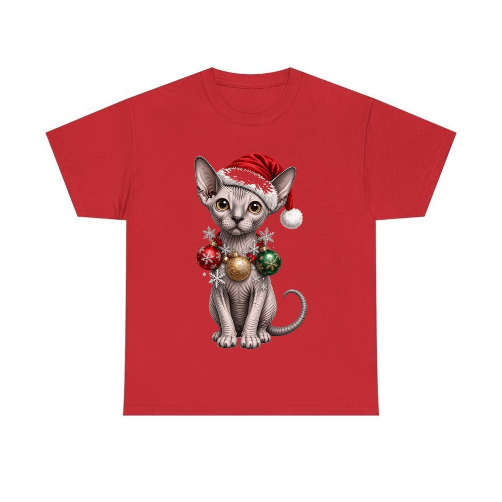 Sphynx personalised Christmas T-shirt in red